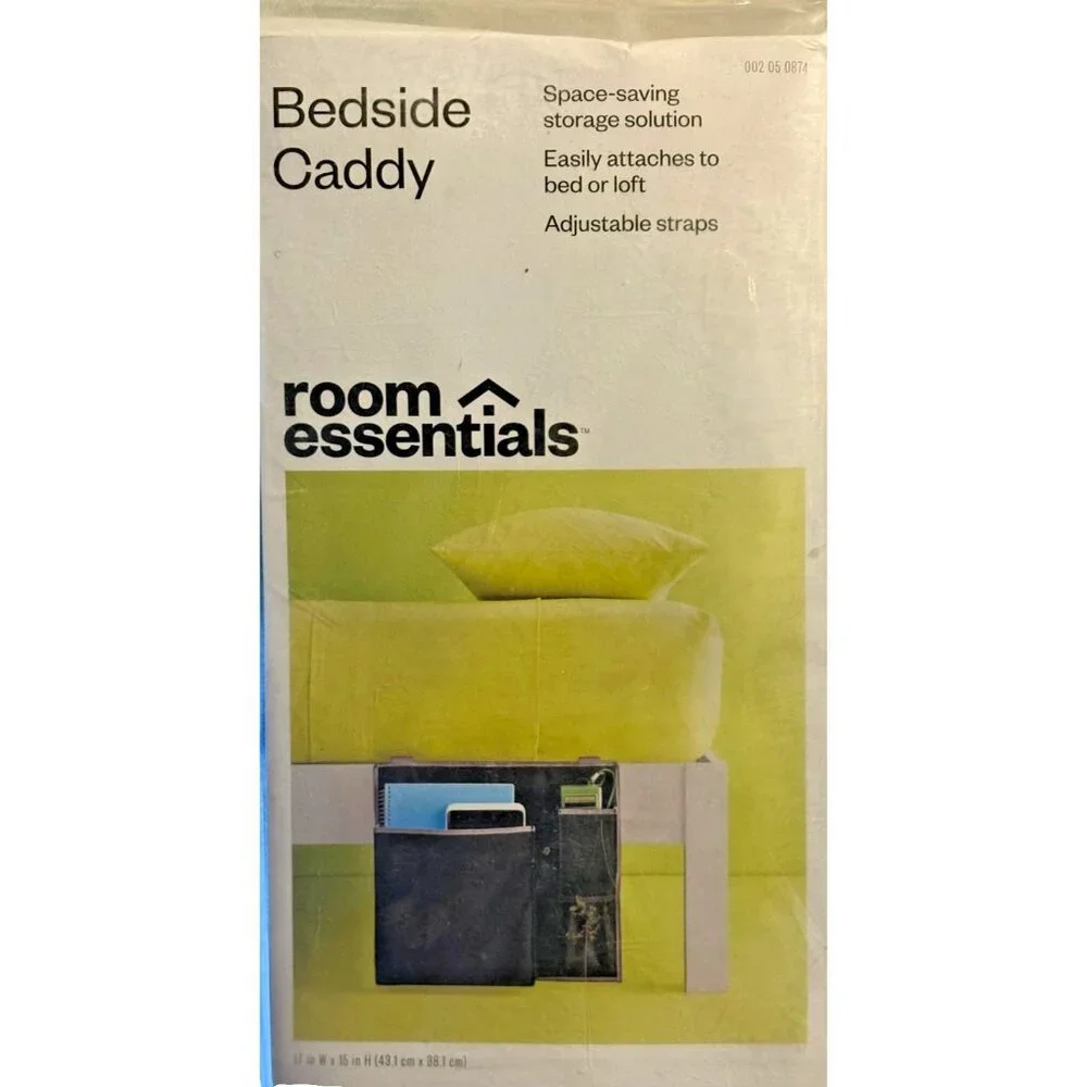 Room Essentials Bedside Caddy Adjustable Straps Bed Loft Dorm 17x15 Black